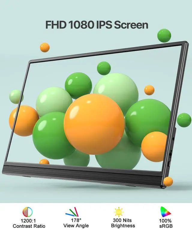 Alt view image 6 of 7 - UPERFECT Portable Monitor for Laptop W/ Stand 180° Adjustable 15.6 Inch FHD 1080P IPS Eye Care Screen, Dual Speaker Travel Monitor for Laptop PC Phone PS5/4 Xbox Switch