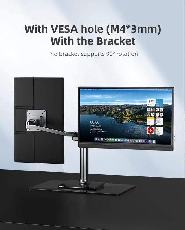 Alt view image 5 of 7 - UPERFECT Portable Monitor for Laptop W/ Stand 180° Adjustable 15.6 Inch FHD 1080P IPS Eye Care Screen, Dual Speaker Travel Monitor for Laptop PC Phone PS5/4 Xbox Switch
