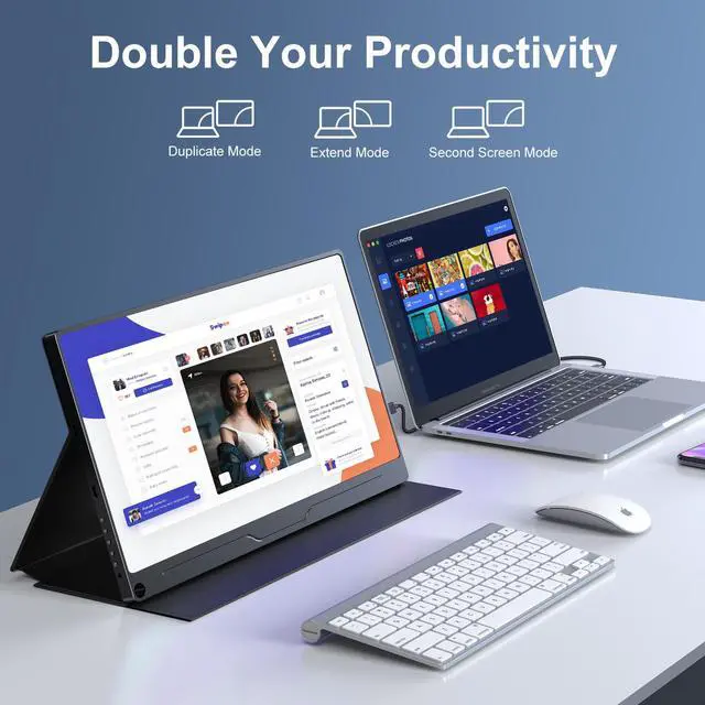 Alt view image 7 of 7 - UPERFECT 15.6" 1080P FHD Portable Monitor with USB-C, HDMI, VESA & Smart Case - Matte IPS Display for Switch/PS5/PC/Phone Monitor
