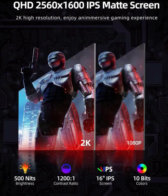Alt view image 3 of 7 - UPERFECT 16" 2K QHD 144Hz Portable Gaming Monitor with HDR, FreeSync, VESA Mount, Smart Case, and Wide Compatibility for PC, Console, Phone