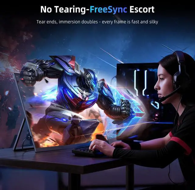 Alt view image 4 of 7 - UPERFECT 120Hz Gaming Monitor 18.5" 1920x1080 Portable Monitor USB-C Monitor Freesync Gaming Screen For Xbox PS 5