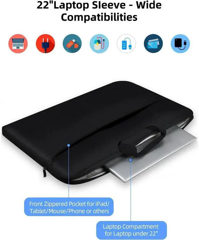 Alt view image 3 of 7 - UPERFECT Laptop Sleeve Bags for 13-24 Inch Monitor Laptop Pad Tablet with Large Capacity Side Pockets & Durable Handle-Waterproof
