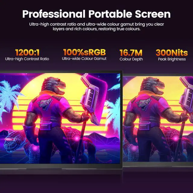 Alt view image 3 of 7 - UPERFECT 18.5" 120Hz Portable Monitor 1080P FHD Portable Gaming Monitor Freesyc Screen For Switch Xbox PS