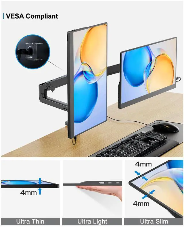 Alt view image 6 of 7 - UPERFECT 15.6 Inch Touchscreen Portable Monitor FHD 1080P IPS 10-Point Touch Screen Monitor & Speakers, HDMI USB C Eye-Care Travel External for Laptop Computer PC Phone Switch, VESA & Smart Cover