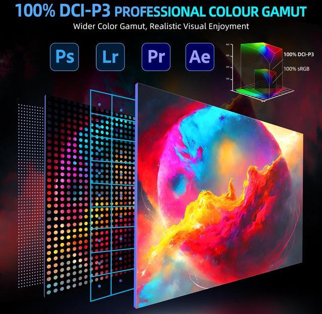 Alt view image 4 of 7 - UPERFECT UGame K118 18" 2K 144Hz Portable Gaming Monitor with 100% DCI-P3, FreeSync, HDR, VESA Mount, and Eye-Care Features