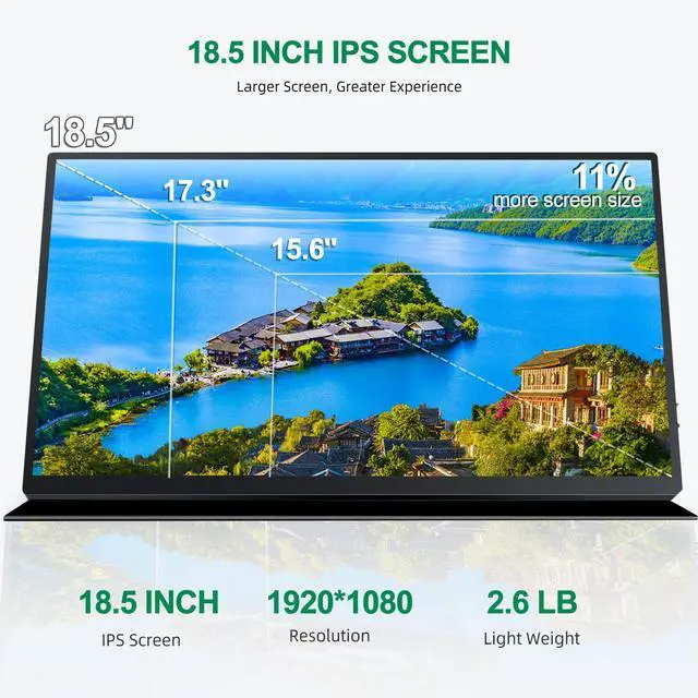 Alt view image 3 of 7 - UPERFECT 18.5" 1080P Portable Monitor 120Hz Portable Gaming Monitor Switch Display w/VESA and Smart Cover For Xbox One