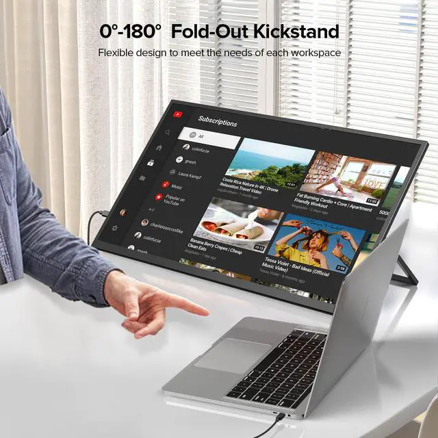 Alt view image 6 of 7 - UPERFECT 22" QHD 2560x1440 Portable Monitor 2K FreeSync IPS HDR Gaming Display with 180° Adjustable Stand USB-C & HDMI for Laptop, Switch, Phone