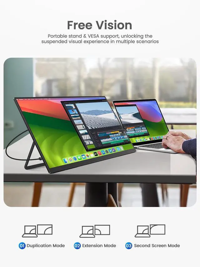 Alt view image 6 of 7 - UPERFECT 23.8" 100Hz FreeSync IPS HDR Gaming Portable Monitor with USB-C, HDMI, VESA Mount & 180° Adjustable Stand Perfect for Laptops, Switch, Phones