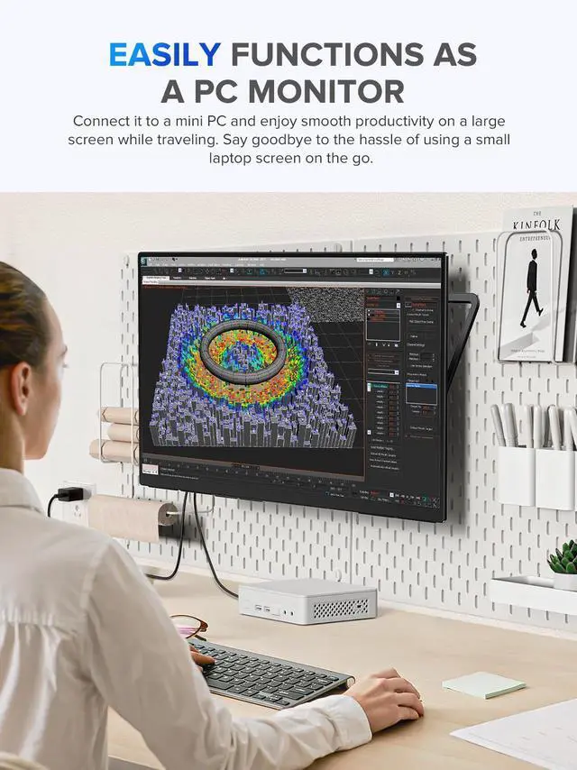 Alt view image 6 of 7 - UPERFECT 24" 120HZ Portable Monitor w/ 180°Adjustable Kickstand & VESA, Large Portable Gaming Monitor with HDMI Type C, External Portable Monitor for Laptops, Steamdeck, MacBook, Phones, Mini PC