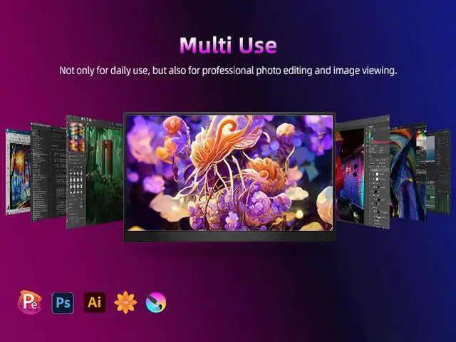 Alt view image 2 of 7 - UPERFECT Portable Monitor 4K, 17.3'' UHD FreeSync 100% Adobe RGB 500 Nits Brightness HDR IPS 2 Speakers Eye Care Game Display Type-C HDMI for Xbox PS4 Switch Laptop PC Phone Mac, VESA & Smart Case