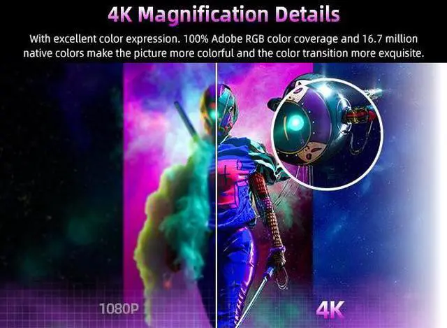 Alt view image 2 of 7 - UPERFECT 17.3" 4K UHD Portable Monitor with 100% AdobeRGB, 500 Nits, FreeSync, HDR, Dual Type-C, HDMI, Eye Care, VESA, Smart Cover - For Laptops, PCs, Phones