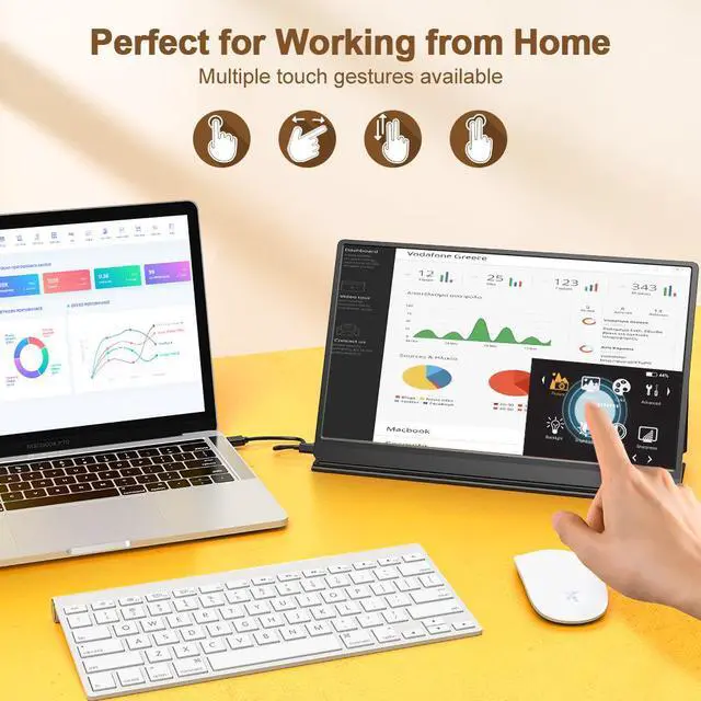 Alt view image 3 of 7 - Portable Monitor Touch Screen, Built-in 10500mAh Rechargeable Battery, UPERFECT 15.6 FHD HDR 1080P Portable Laptop Monitor for Laptop Mackbook PC Phone Xbox Switch PS4 PS5