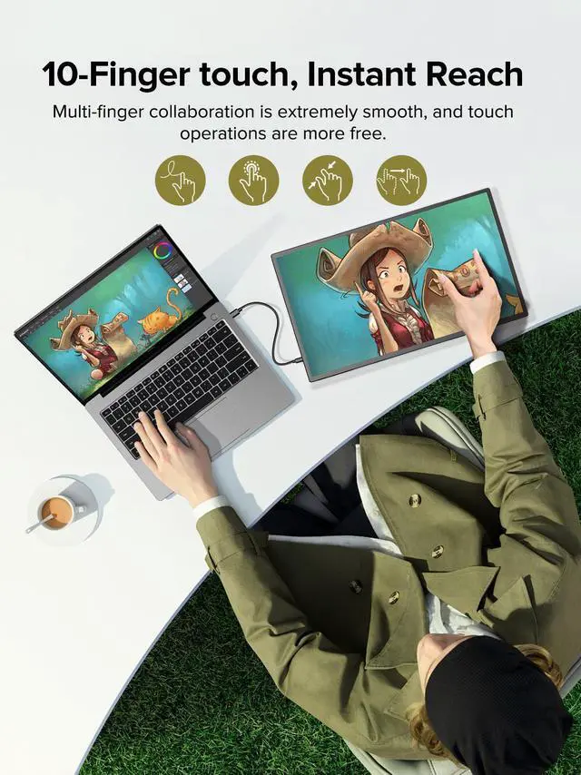 Alt view image 5 of 7 - UPERFECT 18.5" 120Hz Touchscreen Portable Monitor 1080P For Xbox PS Gaming  Monitor 120Hz w/180° Adjustable Stand &VESA