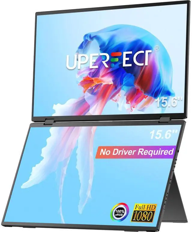 Main image of UPERFECT Delta 15.6" Dual Monitor Portable Monitor for Laptop Screen Extender 1080P HDR 360° Folding Stacked Triple Monitor with Stand for Laptop PC Phone Game Console