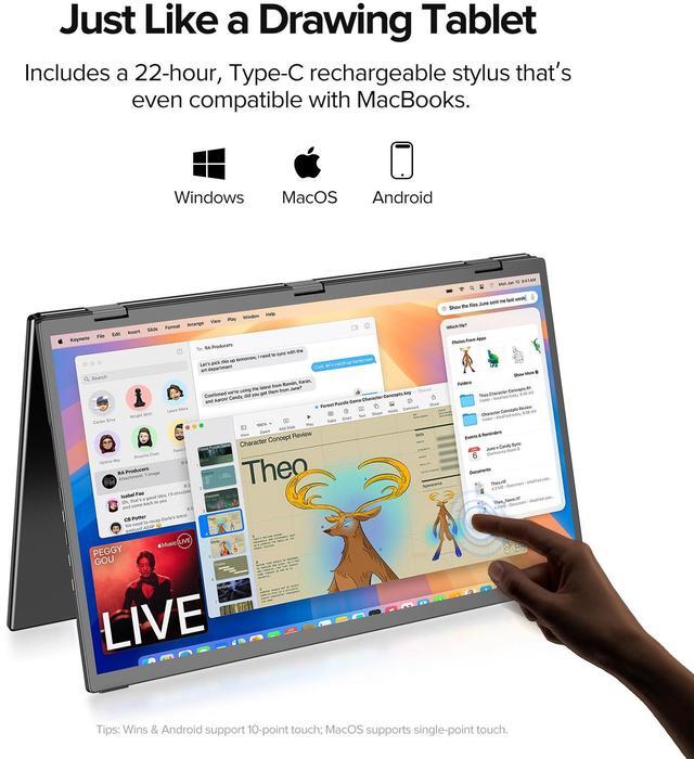 Alt view image 6 of 7 - UPERFECT 18.5" 100Hz Dual Touchscreen Monitor with HDR, 360° Folding, VESA & Stand for Laptop, PC, Phone, Game Console (Plug & Play, No Driver Needed)