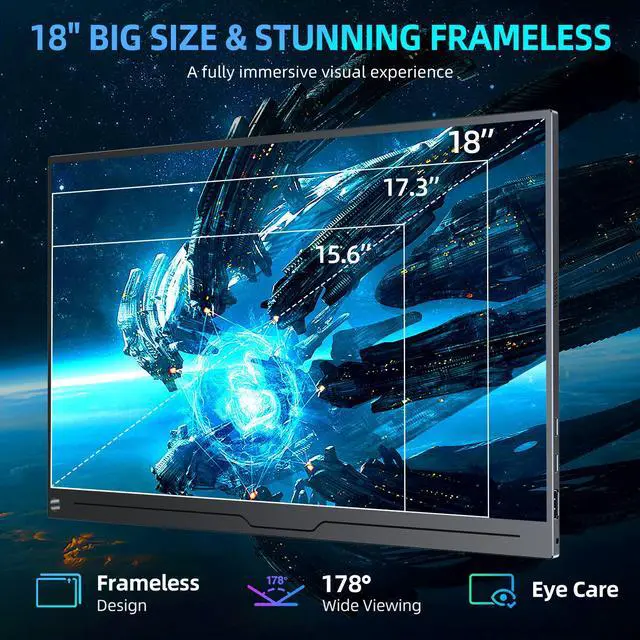 Alt view image 2 of 7 - UPERFECT 144 Hz Gaming Monitor 2560 x 1600 HDR Portable Monitor Narrow Border, Frosted Monitor Plug and Play, Widely Compatible With Housing and Integrated Speakers