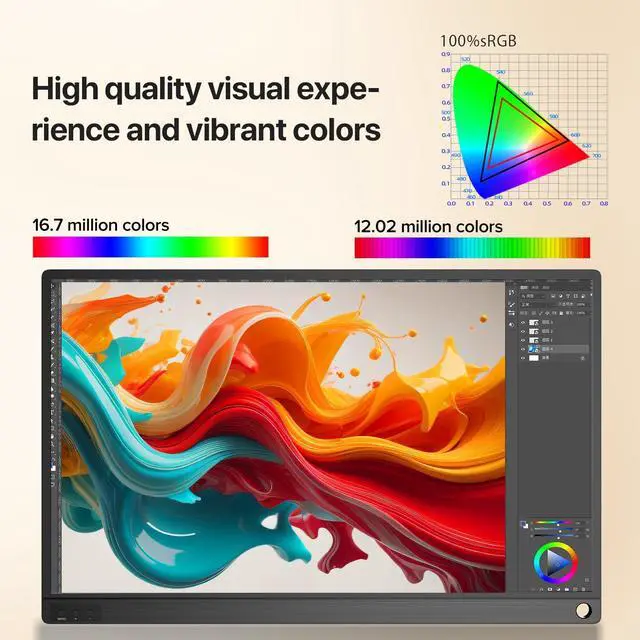 Alt view image 6 of 7 - UPERFECT Portable Monitor 2K 144Hz 16.1" Gaming Monitor for Laptop 2560x1440P QHD FreeSync HDR Ultra Slim External Second Screen for PC Phone Game Console