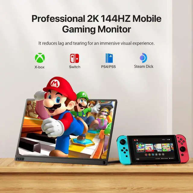 Alt view image 3 of 7 - UPERFECT Portable Monitor 2K 144Hz 16.1" Gaming Monitor for Laptop 2560x1440P QHD FreeSync HDR Ultra Slim External Second Screen for PC Phone Game Console
