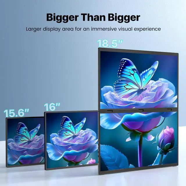 Alt view image 2 of 7 - UPERFECT 18.5" Delta Dual Portable Monitor - 100Hz 1080P HDR 360° Folding Screen Extender | Stand & VESA Mount | Plug & Play No Driver for Laptop/PC/Phone/Game Console