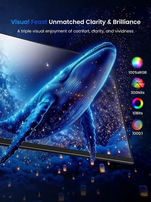Alt view image 7 of 7 - UPERFECT 18.4" 4K UHD Portable Monitor - 100% sRGB 10-Bit HDR, USB-C/Mini HDMI, VESA Mount & Protective Cover - Second Screen for Laptops/Phones/PS5/Xbox