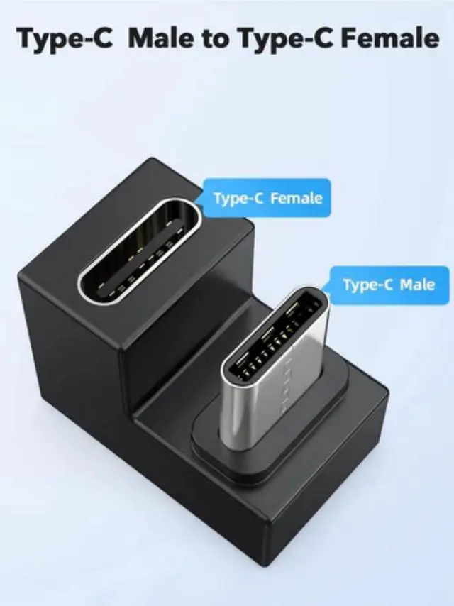 Alt view image 2 of 7 - UPERFECT Adapter USB C Female to USB Male Adapter | U-Shape 180° Flip Design | 144Hz 4K 10Gbps | Cable Management Solution for Monitors & Laptops