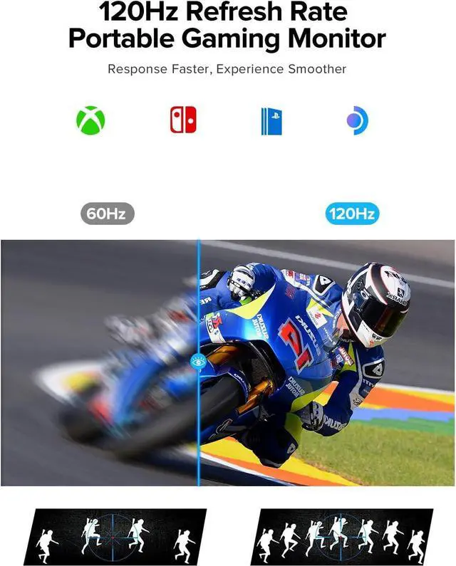 Alt view image 2 of 7 - UPERFECT 15.6" Portable Monitor 120Hz Touchscreen | 1080P IPS HDR | 10800mAh Battery, Reverse Charging | Quad Speakers, Smart Case | Single Cable Connectivity for Work & Gaming
