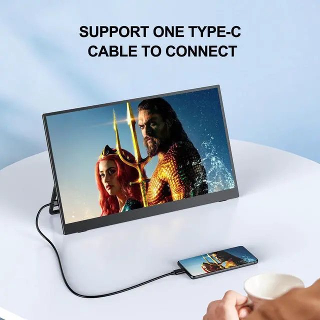 Alt view image 5 of 7 - UPERFECT Portable Monitor 4K, 17.3'' UHD FreeSync 100% Adobe RGB 500 Nits Brightness HDR IPS 2 Speakers Eye Care Game Display Type-C DP HDMI for Xbox PS4 Switch Laptop PC Phone Mac, VESA & Smart Case