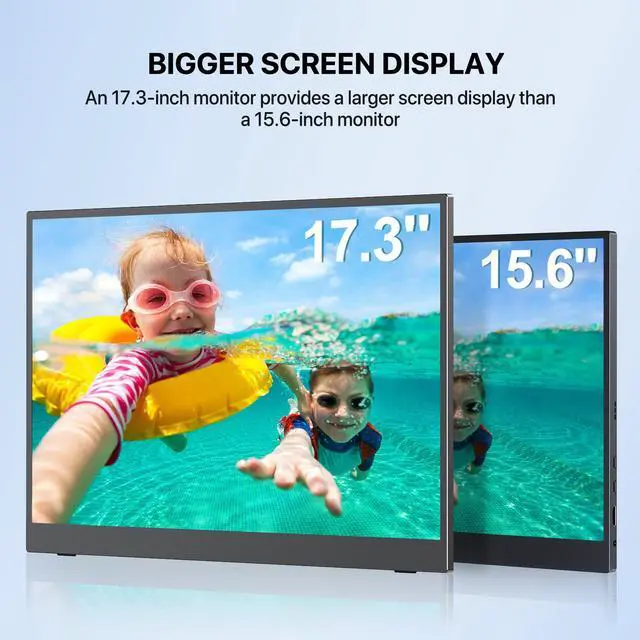 Alt view image 3 of 7 - UPERFECT Portable Monitor 4K, 17.3'' UHD FreeSync 100% Adobe RGB 500 Nits Brightness HDR IPS 2 Speakers Eye Care Game Display Type-C DP HDMI for Xbox PS4 Switch Laptop PC Phone Mac, VESA & Smart Case