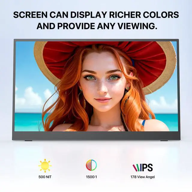 Alt view image 6 of 7 - UPERFECT Portable Monitor 4K, 17.3'' UHD FreeSync 100% Adobe RGB 500 Nits Brightness HDR IPS 2 Speakers Eye Care Game Display Type-C DP HDMI for Xbox PS4 Switch Laptop PC Phone Mac, VESA & Smart Case