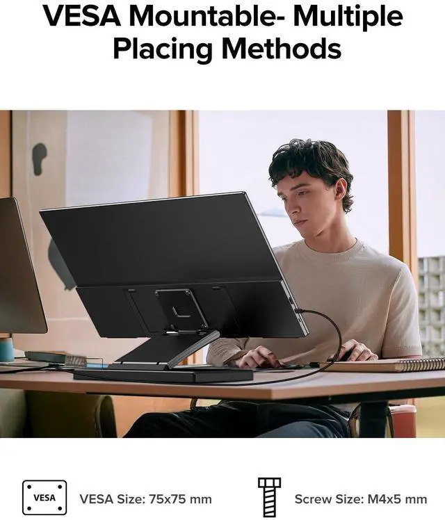 Alt view image 3 of 7 - UPERFECT 21.5" 120Hz Desktop Monitor w/ VESA & Kickstand - HDMI & USB-C Display for PC, Gaming, Workstations