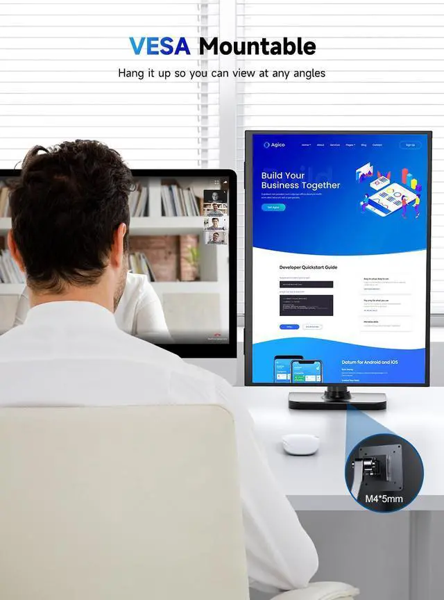 Alt view image 6 of 7 - UPERFECT 23.8 4K Portable Monitor - UHD 3840*2160, 100%sRGB IPS, Speakers, USB-C/HDMI, 180° Adjustable Stand for Laptops, Consoles & More