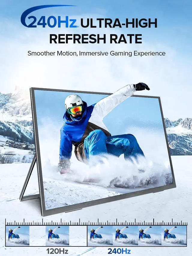 Alt view image 3 of 7 - UPERFECT 24.5" Portable Monitor with Stand - 240Hz Refresh Rate, 1920*1080, 240HZ HDMI/Type-C, for Work & Gaming