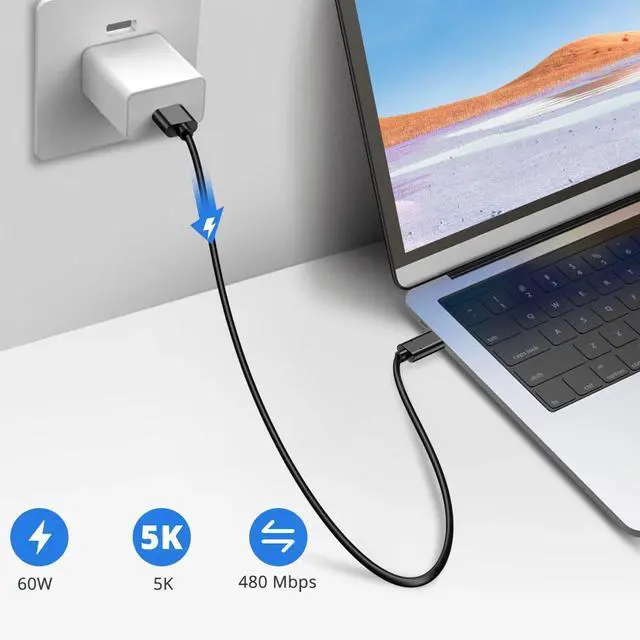 Alt view image 5 of 5 - UPERFECT USB C to USB C Cable 2M(6.6ft) 100W PD Fast Charging & 5K Video - USB 3.1 Type C Cable for Samsung S21/S22/S23, Pixel 6/7/8, MacBook, iPad Pro - Nylon Braided USB-C Cord