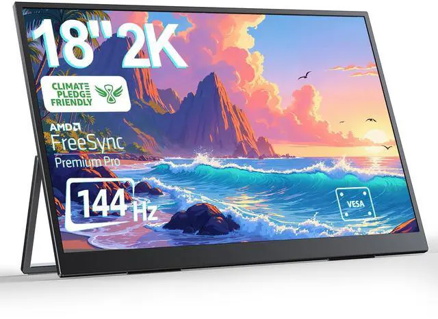Main image of UPERFECT 18" 2K 144Hz 100% DCI-P3 500Nits Portable Gaming Monitor with VESA, Stand, FreeSync & HDR - Ultra-Slim & Lightweight Frameless Display