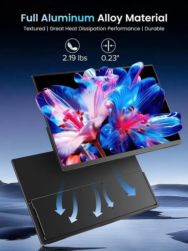 Alt view image 6 of 7 - UPERFECT 17.3" 4K 120Hz Portable Gaming Monitor, 3840x2160 UHD, 500 Nits HDR, 0.1ms Fast IPS, 100% DCI-P3, USB-C/HDMI, VESA Mount, Kickstand Included, for Laptop PC PS5 Xbox Switch