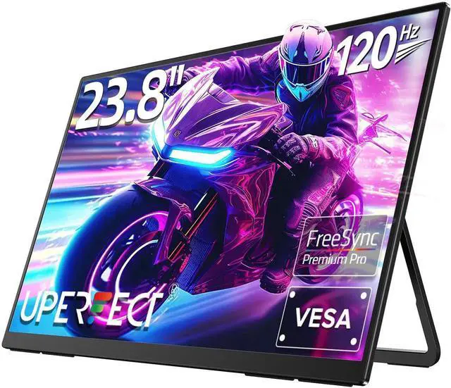 Main image of UPERFECT 23.8" 120HZ Portable Monitor w/ 180°Adjustable Kickstand & VESA, Large Portable Gaming Monitor with HDMI Type C, External Portable Monitor for Laptops, Steamdeck, MacBook, Phones, Mini PC