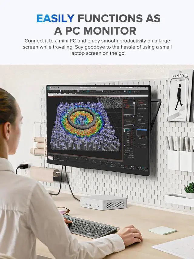 Alt view image 6 of 7 - UPERFECT 23.8" 120HZ Portable Monitor w/ 180°Adjustable Kickstand & VESA, Large Portable Gaming Monitor with HDMI Type C, External Portable Monitor for Laptops, Steamdeck, MacBook, Phones, Mini PC