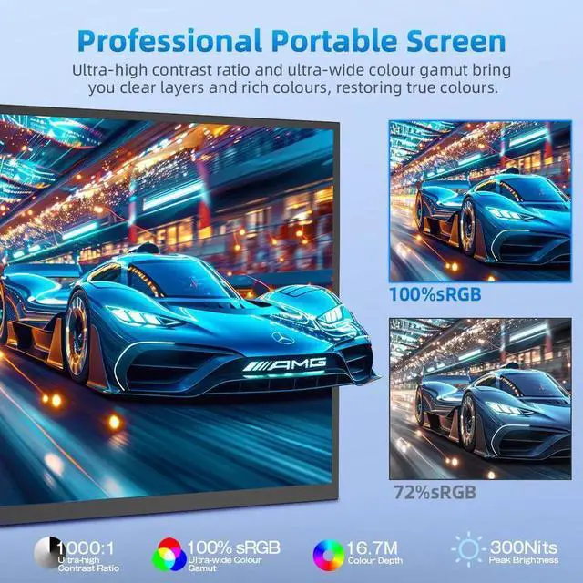 Alt view image 5 of 7 - UPERFECT 22" Portable Monitor 2560*1440 2K QHD LCD Game Display IPS Panel USB C HDMI Computer Screen with VESA