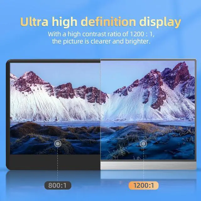 Alt view image 6 of 7 - UPERFECT 15.6" 4K UHD Portable Monitor, 3840x2160, HDR, 100% AdobeRGB, 400cd/m², USB-C HDMI IPS FreeSync, Built-in Speakers, VESA Mount, Smart Case Included for Laptop, PC, Mobile - Silver