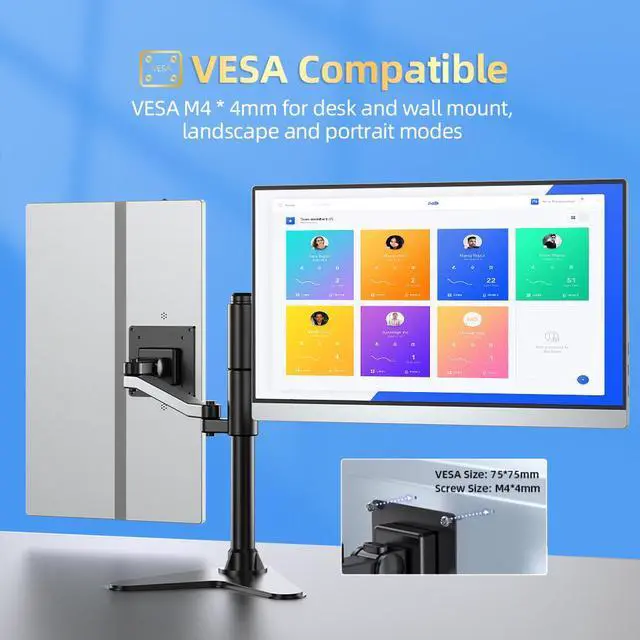 Alt view image 7 of 7 - UPERFECT 15.6" 4K UHD Portable Monitor, 3840x2160, HDR, 100% AdobeRGB, 400cd/m², USB-C HDMI IPS FreeSync, Built-in Speakers, VESA Mount, Smart Case Included for Laptop, PC, Mobile - Silver