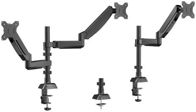 Alt view image 2 of 5 - UPERFECT Dual - Arm Pneumatic Monitor Mount - VESA Compatible, 360° Rotation, for 13"-32" Displays, 2 - 9KG Load Black Dual Monitor Desk Mount Adjustable Stand, Fits Screens up to 32"