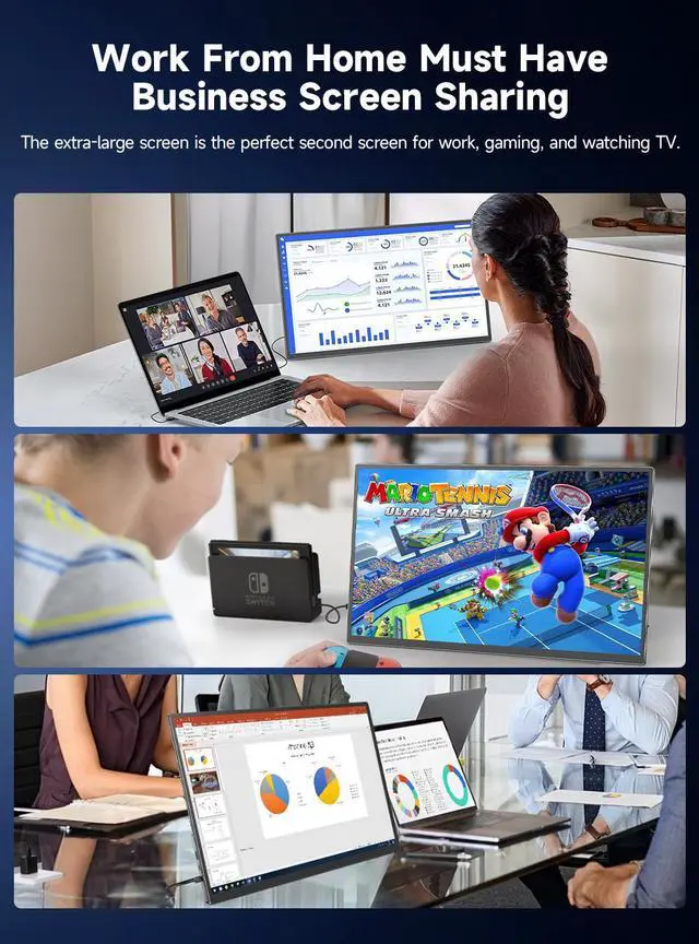 Alt view image 6 of 7 - UPERFECT 23.8" Portable Gaming Monitor 2K QHD 180Hz Fast IPS, 100% sRGB, with Adjustable Stand, Type-C & HDMI, Eye Care, External Screen for Laptop, PS5, Xbox