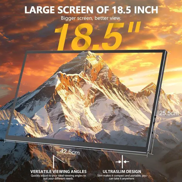 Alt view image 2 of 7 - UPERFECT 18.5" 120Hz 1080P Touchscreen Portable Monitor 120Hz Gaming Monitor 1ms FreeSync Ultra Slim HDMI USB C w/VESA