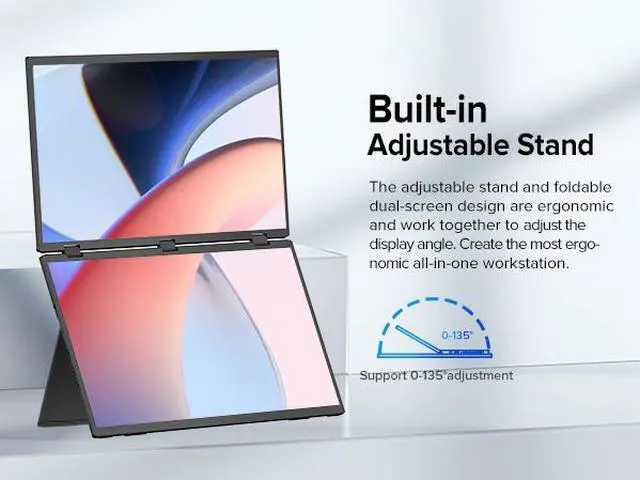 Alt view image 2 of 7 - UPERFECT Delta 15.6" Dual Monitor 1080P HDR, 360° Foldable Portable Laptop Screen Extender with Stand for Laptop, PC, Phone, and Game Console (No Driver Needed)