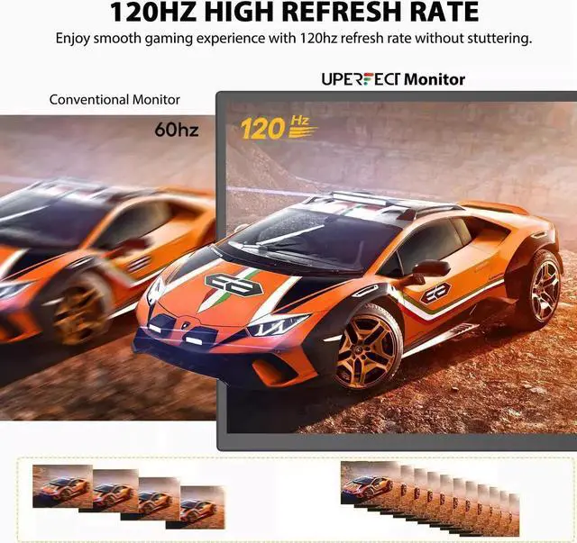 Alt view image 3 of 7 - UPERFECT 18.5" 120Hz Touchscreen Portable Monitor 1080P 120Hz Gaming Monitor 1ms FreeSync Ultra Slim HDMI USB C w/VESA