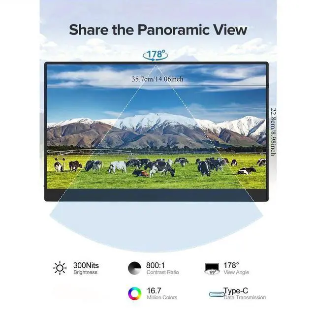 Alt view image 2 of 7 - UPERFECT 15.6 Inch Ultra Slim Portable Monitor - FHD IPS Laptop Screen Extender with Adjustable Stand | USB-C Compatible | Ideal for Travel, Office, Gaming & Learning