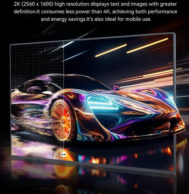 Alt view image 5 of 7 - UPERFECT 14" Mini LED Portable Monitor, 2560x1600 2.5K, 1500 Nits, 1ms FreeSync, Built-in Stand & VESA, Ultra-Slim Aluminum Body