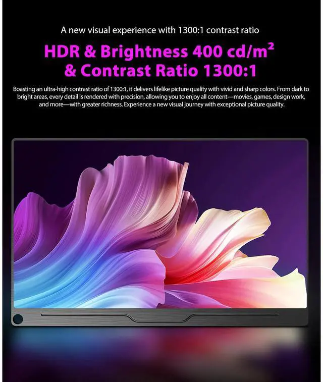 Alt view image 3 of 7 - UPERFECT 15.6" 4K Ultra HD Portable Monitor - 600nits, 100% sRGB, IPS Panel, USB-C, Game & Multi-Device Compatible