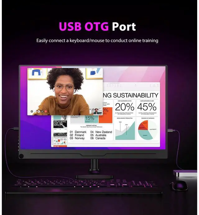 Alt view image 5 of 7 - UPERFECT 15.6" 4K Ultra HD Portable Monitor - 600nits, 100% sRGB, IPS Panel, USB-C, Game & Multi-Device Compatible