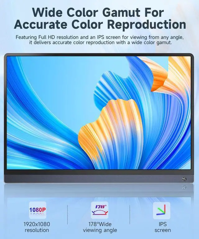 Alt view image 6 of 7 - UPERFECT 15.6" Portable Monitor 120Hz Touchscreen | 1080P IPS HDR | 10800mAh Battery, Reverse Charging | Quad Speakers, Smart Case | Single Cable Connectivity for Work & Gaming